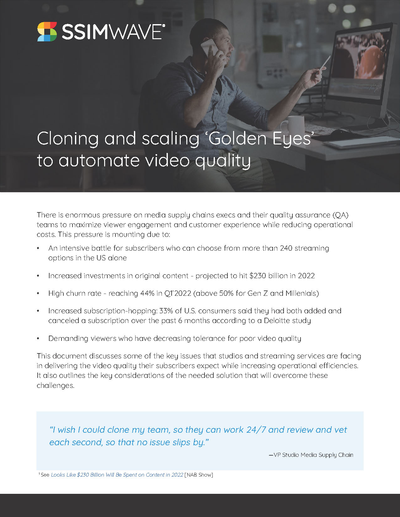 Cover of the white paper for Cloning and Scaling 'Golden Eyes' to Automate Video Quality